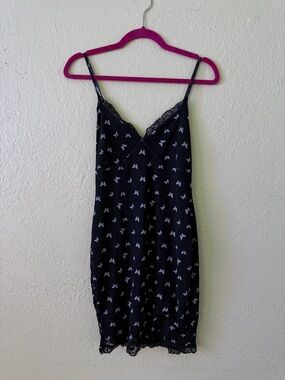 Wild Fable Black Slip Dress with White Butterfly Print